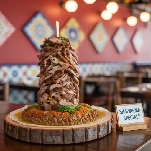 羊肉沙威玛配扁豆